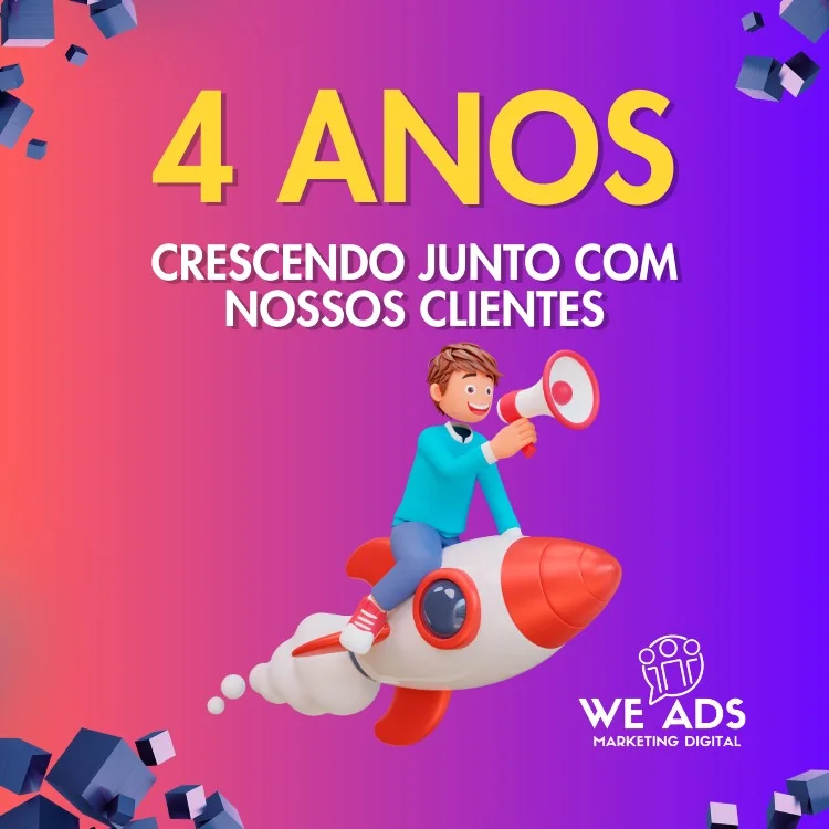 Tu sabia que a We Ads tem 4 anos no mercado digital?

Nossa empresa foi criada no final de 2019.
Temos clientes do Norte ao Sul do país, em diversos ramos de negócios. Alguns dos nossos clientes de hoje estão conosco desde o início lá em 2019.

Somos gratos por cada cliente e cada parceiro que confia no nosso trabalho e nos ajuda a crescer.

Obrigado por fazerem parte dessa história!